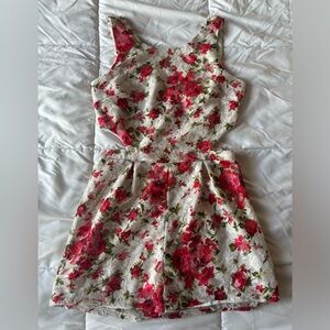 Lace Floral Mini Dress with Cutouts - Size Small